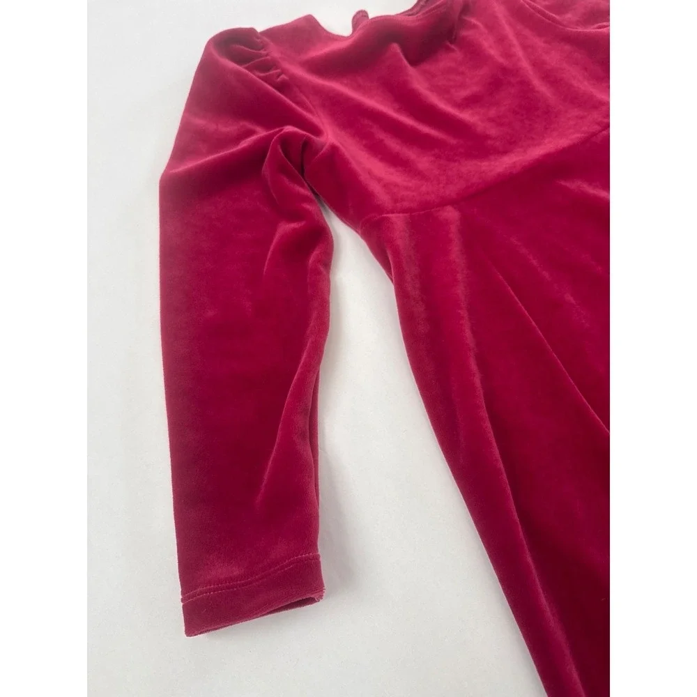 Lands' End Girls Red Velvet Long Sleeve Empire Waist Holiday Dress Size 10